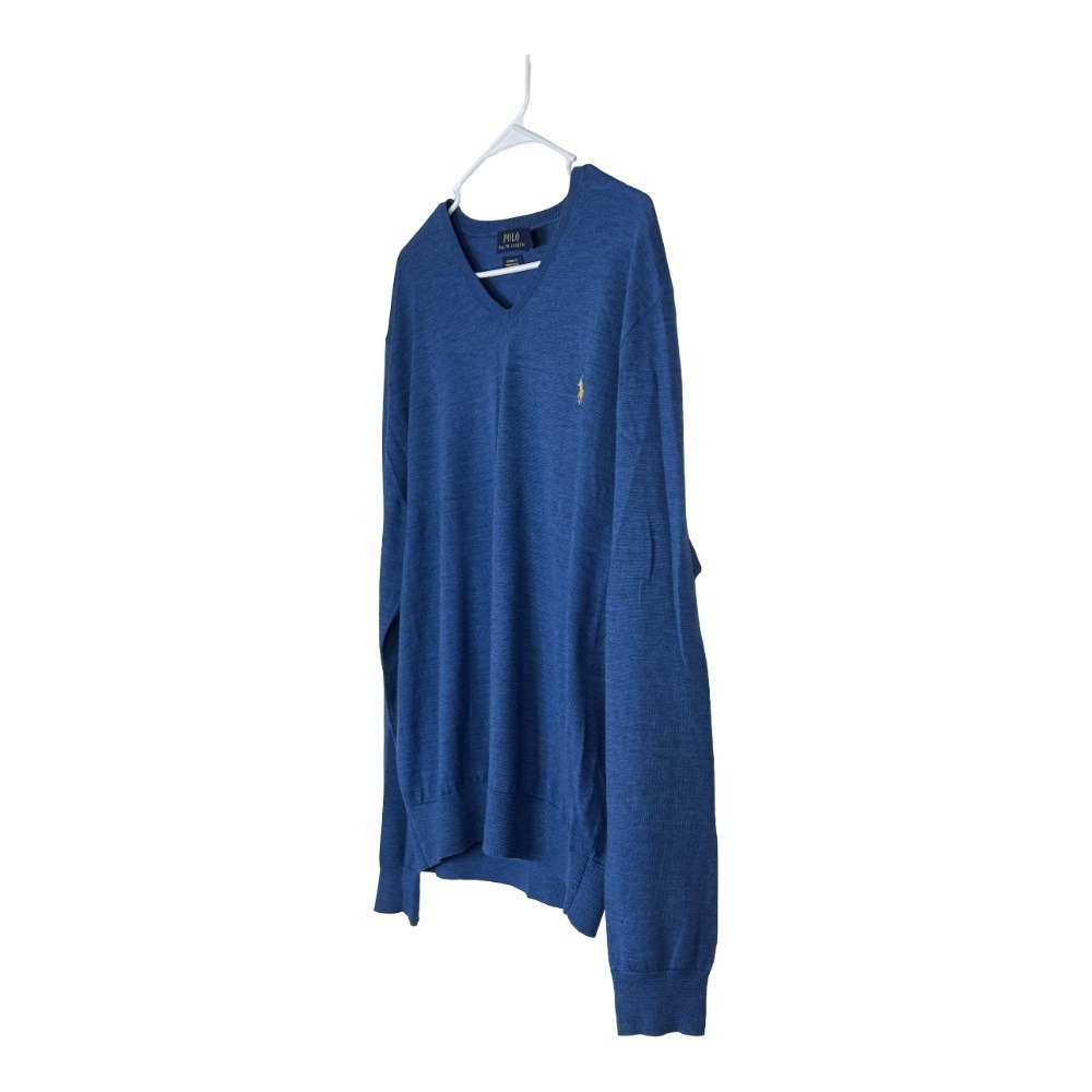 Polo Ralph Lauren Sweater Womens XL Blue Merino Wool V-Neck Custom Fit Pony Logo - Picture 7 of 10